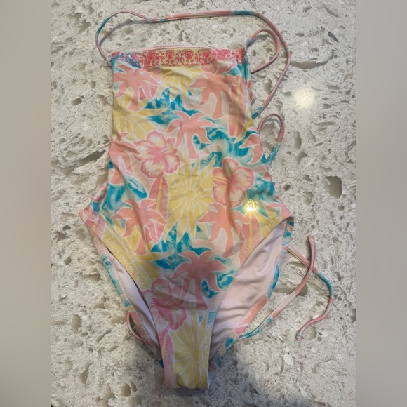 Pink Palm Puff swimsuit XXS